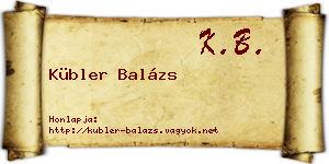 Kübler Balázs névjegykártya